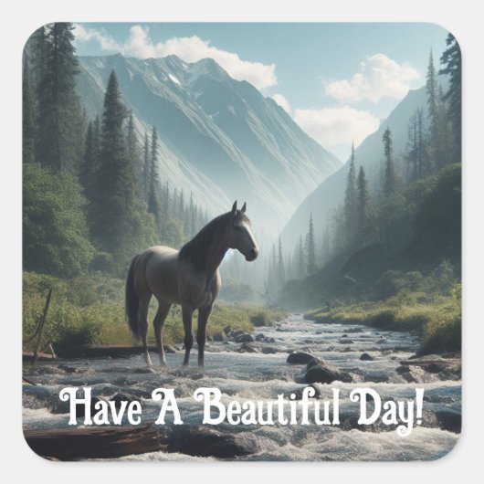 Pferd in Stream Sticker (Vorderseite)