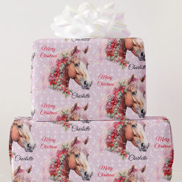 Pferd in Weihnachten Ribbons geben Mädchen den Nam Geschenkpapier