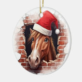 Pferd in Weihnachtsmannmütze - 3D Keramik Ornament (Links)