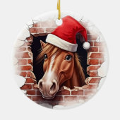 Pferd in Weihnachtsmannmütze - 3D Keramik Ornament (Hinten)