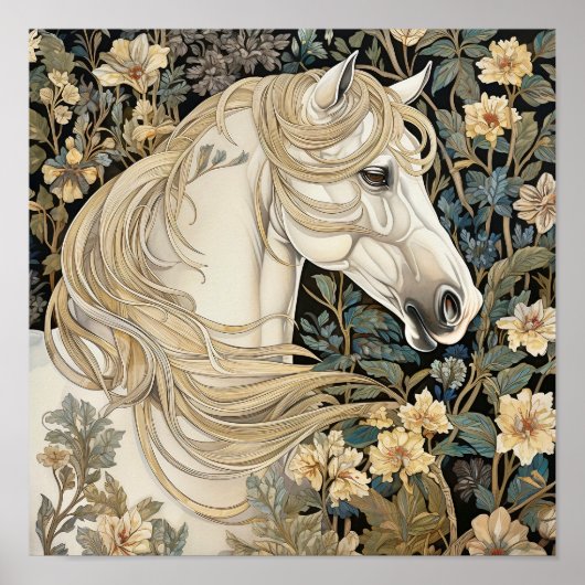 Pferd in Wiesenmalerei Poster (Vorne)