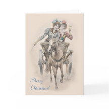 Pferd, Karren und Mädchen Weihnachten