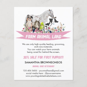 Pferd Kuh Schaf Hund Katze Vogel Tier Haustierdien Flyer