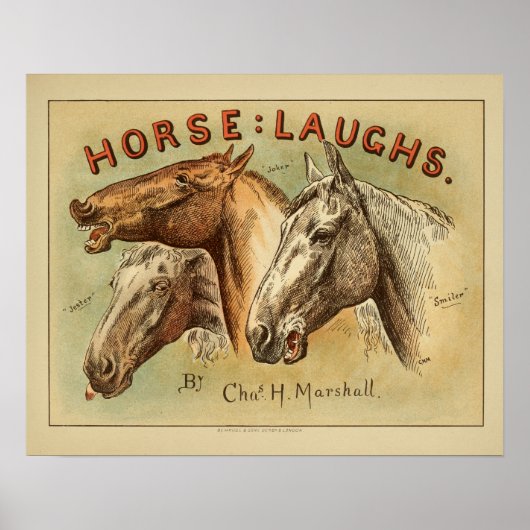Pferd Lacht Vintage-Farbbild Kunst druckt Poster (Vorne)