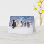 Pferd läuft durch den Schnee Karte (Gelbe Blume)