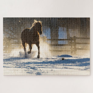 Pferd läuft durch den Schnee Puzzle