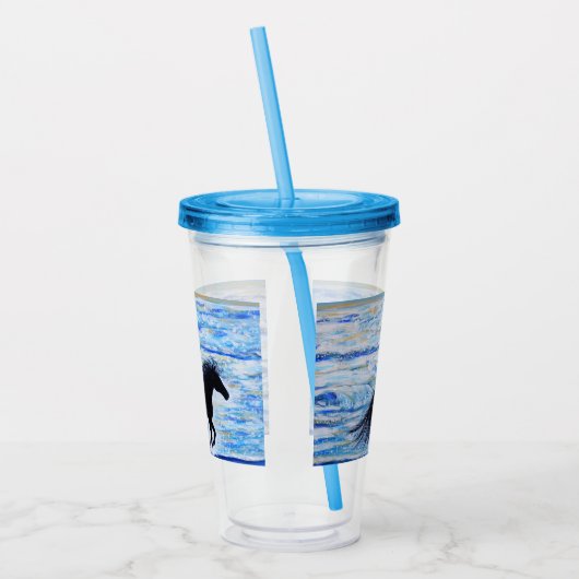 Pferd läuft frei durch das Meer Malerei Acryltrinkbecher (Links)