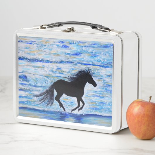 Pferd läuft frei durch das Meer Malerei Metall Brotdose (Beispiel)