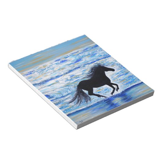 Pferd läuft frei durch das Meer Malerei Notizblock (angewinkelt)