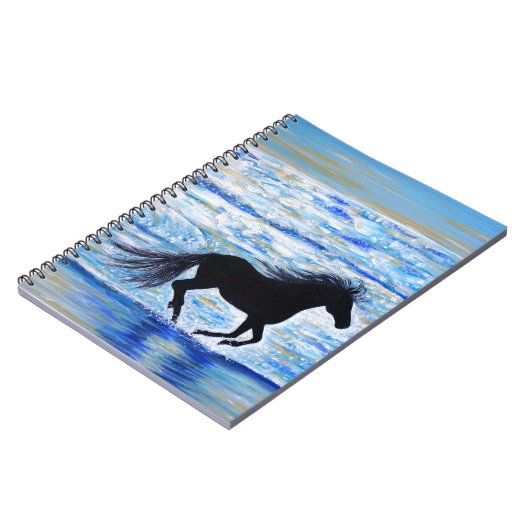 Pferd läuft frei durch das Meer Malerei Notizblock (Linke Seite)