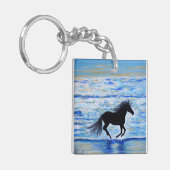 Pferd läuft frei durch das Meer Malerei Schlüsselanhänger (Vorderseite links)