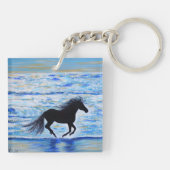 Pferd läuft frei durch das Meer Malerei Schlüsselanhänger (Rückseite)