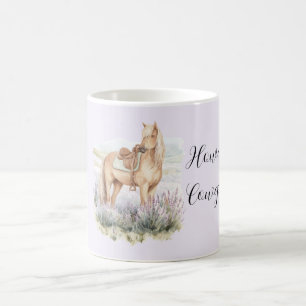 Pferd Lavendel Blumen Howdy Cowgirl Kaffeetasse