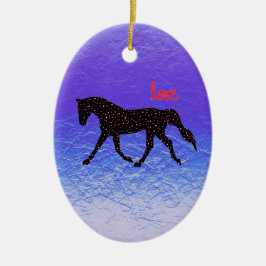 Pferd, Liebe und Herzen Keramik Ornament