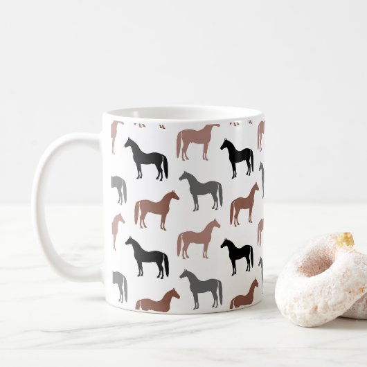 Pferd Lover Black Brown and Gray Stallions Kaffeetasse (Mit Donut)