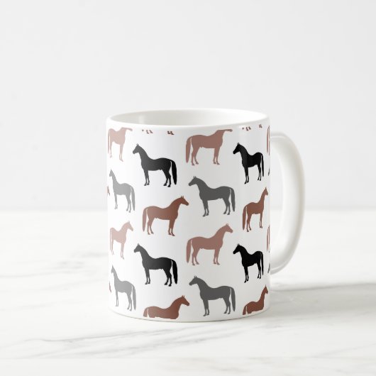 Pferd Lover Black Brown and Gray Stallions Kaffeetasse (VorderseiteRechts)