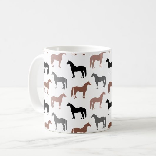 Pferd Lover Black Brown and Gray Stallions Kaffeetasse (Vorderseite Links)