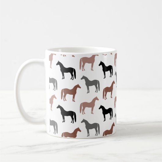 Pferd Lover Black Brown and Gray Stallions Kaffeetasse (Links)