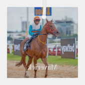 Pferd Lover Personalisiertes Heimtier Foto Reittie Ornament Aus Glas (Rückseite)