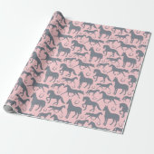 Pferd Lover Pink und Grau Pferde und Ponies Geschenkpapier (Ungerollt)