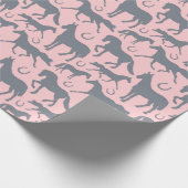 Pferd Lover Pink und Grau Pferde und Ponies Geschenkpapier (Ecke)