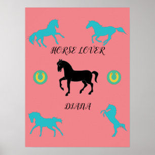 Pferd-Lover-Poster mit personalisiertem Namen. Poster