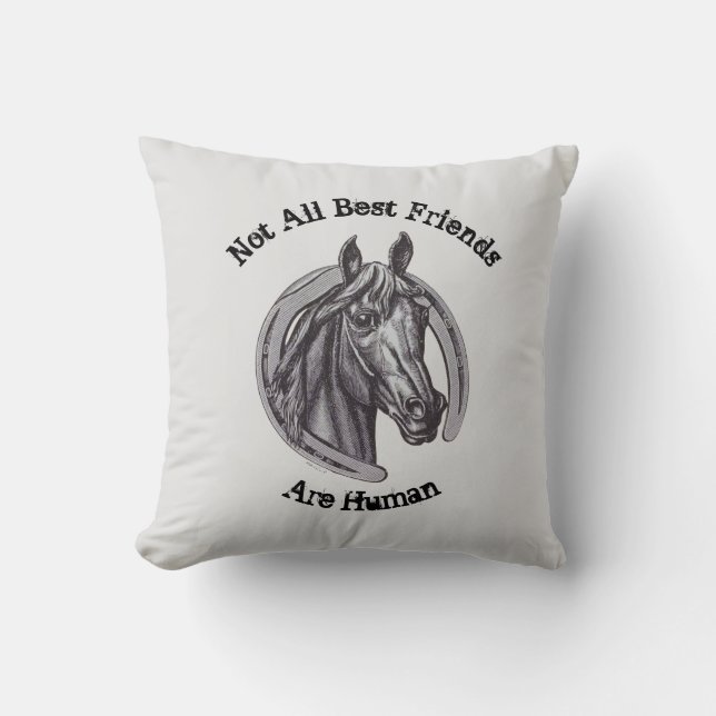 Pferd Lover Vintage Tierskizze Bester Freund Kissen (Vorderseite)