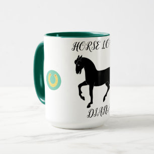 Pferd Lover zwei Töne Tasse mit personalisiertem N