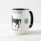 Pferd Lover zwei Töne Tasse mit personalisiertem N (VorderseiteRechts)