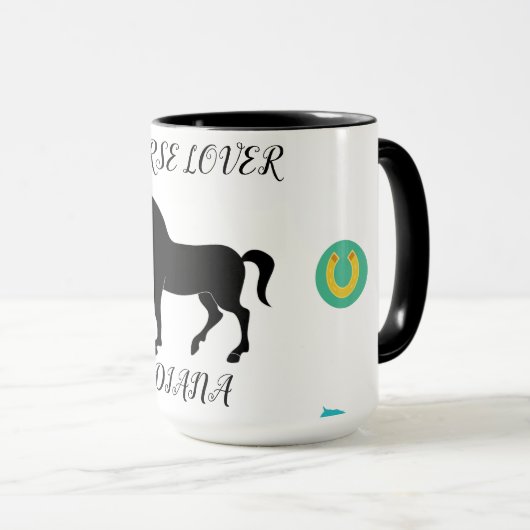 Pferd Lover zwei Töne Tasse mit personalisiertem N (VorderseiteRechts)