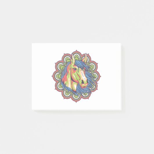 Pferd Mandala Post-it Klebezettel (Vorderseite)