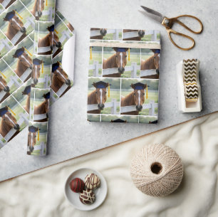 Pferd mit Abschlussmütze Geschenkpapier