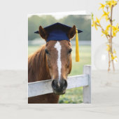Pferd mit Abschlussmütze Karte (Gelbe Blume)
