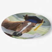 Pferd mit Abschlussmütze Pappteller (Schrägansicht)