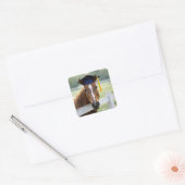 Pferd mit Abschlussmütze Quadratischer Aufkleber (Umschlag)