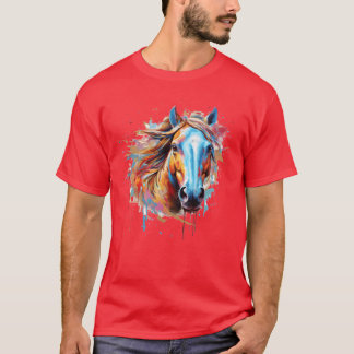 Pferd mit Aquarellspritzgeschenk T-Shirt