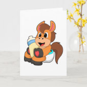 Pferd mit Babyflasche Karte (Gelbe Blume)