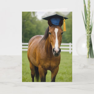 Pferd mit blauem Abschluss Hut Karte