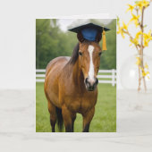 Pferd mit blauem Abschluss Hut Karte (Gelbe Blume)