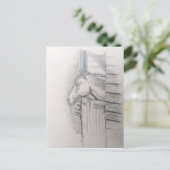 Pferd mit Blick über die stabile Tür Postkarte (Stehend Vorderseite)