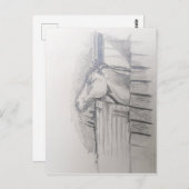Pferd mit Blick über die stabile Tür Postkarte (Vorne/Hinten)