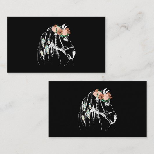 Pferd mit Blume für Reittiere Frauen Visitenkarte (Vorne/Hinten)