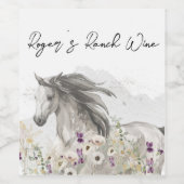 Pferd mit Blume Weinetikett (Einzelnes Label)