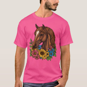 Pferd mit Blumen Pferd und Reiten T-Shirt