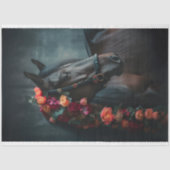 Pferd mit Blumendekoren 3 Dekopapier Seidenpapier (Vorderseite)