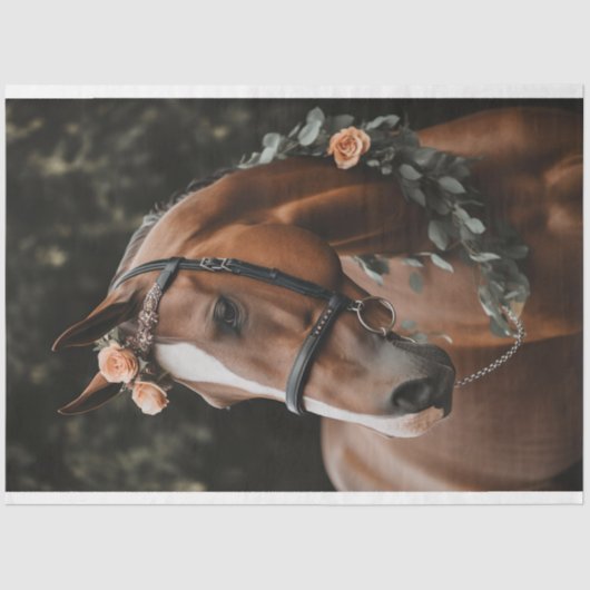 Pferd mit Blumendekoren 4 Dekopapier Seidenpapier (Vorderseite)