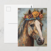 Pferd mit Blumenkronenkarte Postkarte (Vorne/Hinten)