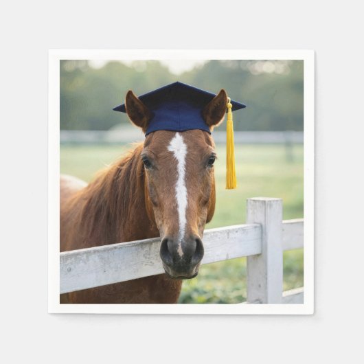 Pferd mit Doktorhut Serviette (Vorderseite)