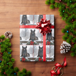Pferd mit einem Weihnachtskranz Geschenkpapier