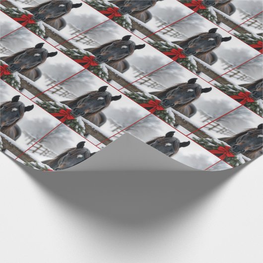 Pferd mit einem Weihnachtskranz Geschenkpapier (Ecke)